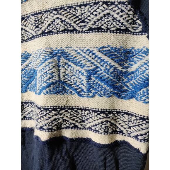 Free People Navy Blue Nordic Knit Thermal Sweater Size M - Picture 6 of 8